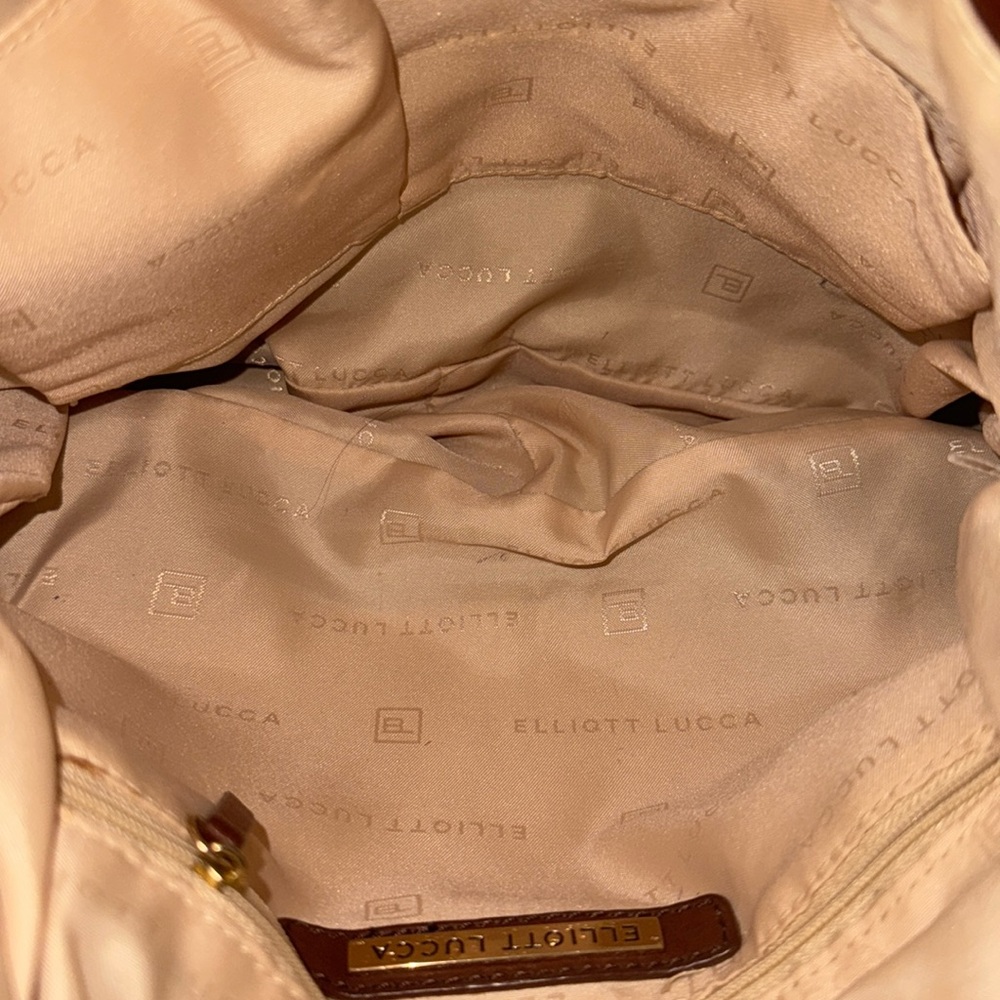 Elliott Luca Brown Pebbled Leather w/ Woven Details Everyday Medium Size Handbag - Picture 10 of 12